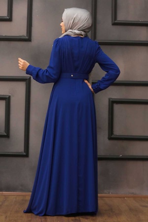 Neva Style - Modern Sax Blue Hijab Evening Dress 27690SX - 2