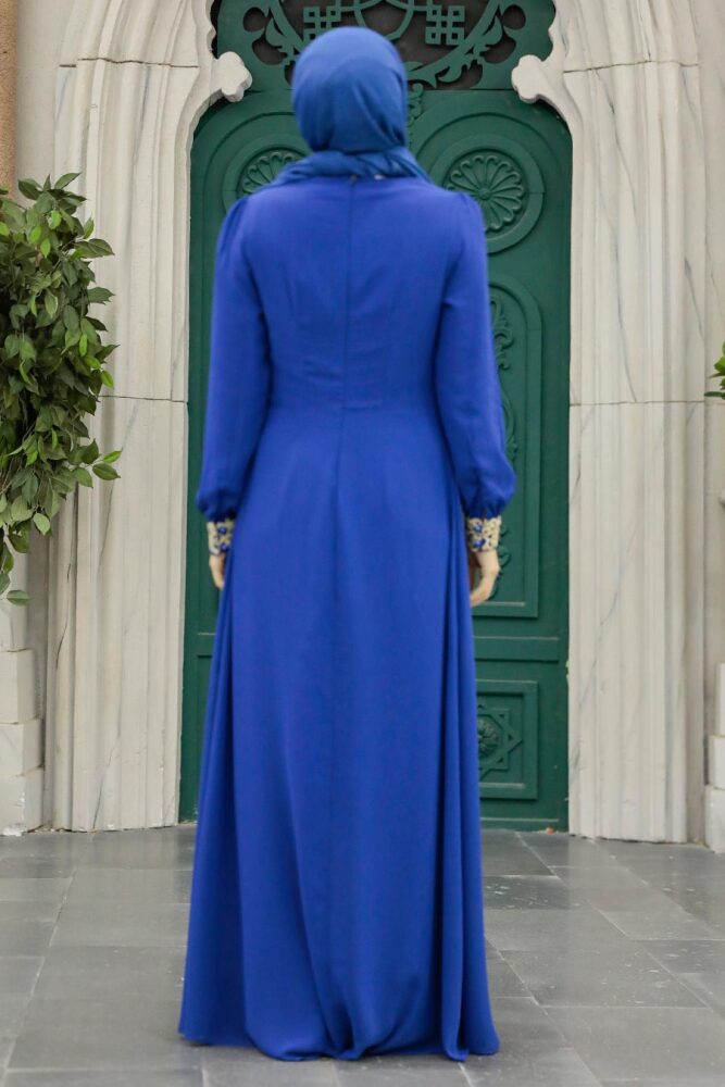 Neva Style - Modern Sax Blue Modest Dress 25700SX - 3