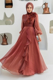 Neva Style - Modern Silver Hijab Evening Dress 22321BKR - Thumbnail