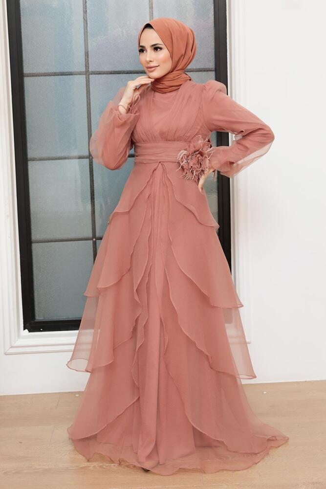 Neva Style - Modern Terra Cotta Islamic Clothing Prom Dress 22480KRMT - 2
