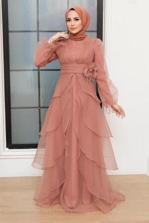 Neva Style - Modern Terra Cotta Islamic Clothing Prom Dress 22480KRMT - 1