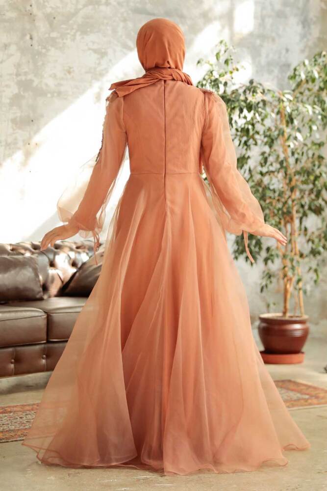 Neva Style - Modern Terra Cotta Islamic Wedding Gown 2249KRMT - 2