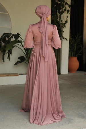 Neva Style - Modern Terra Cotta Muslim Fashion Evening Dress 21910KRMT - 4