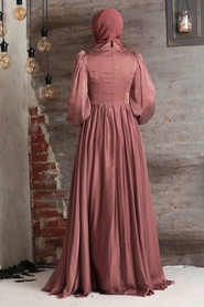Neva Style - Modern Terra Cotta Muslim Fashion Evening Dress 21910KRMT - Thumbnail