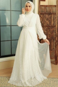 Neva Style - Modern White Muslim Wedding Gown 5696B - Thumbnail