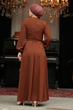 Neva Style - Modest Brown Maxi Dress 30002KH - 3