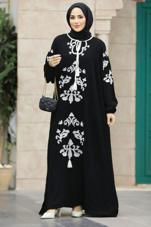 Modest Ecru Abaya Dress 60101E - 3