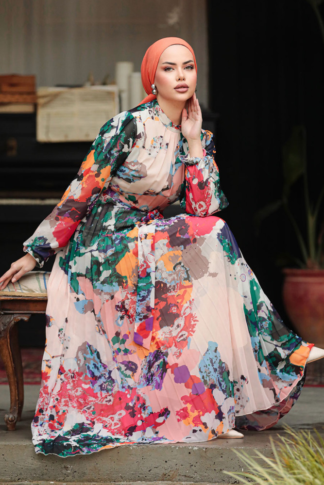 Modest Fuchsia Maxi Dress 30066F - 6