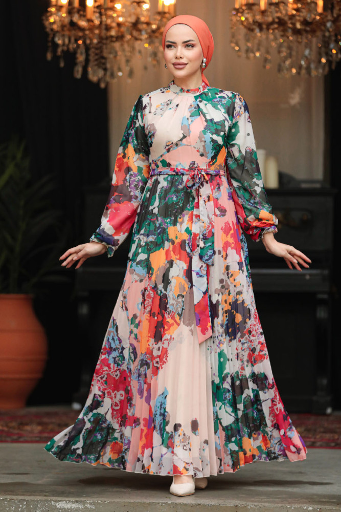 Modest Fuchsia Maxi Dress 30066F - 1