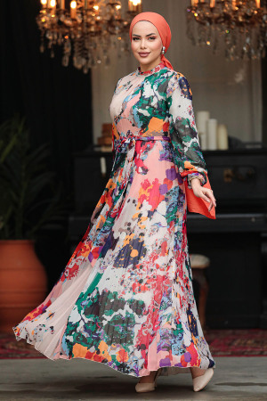 Modest Fuchsia Maxi Dress 30066F - 3