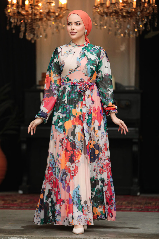 Modest Fuchsia Maxi Dress 30066F - 4