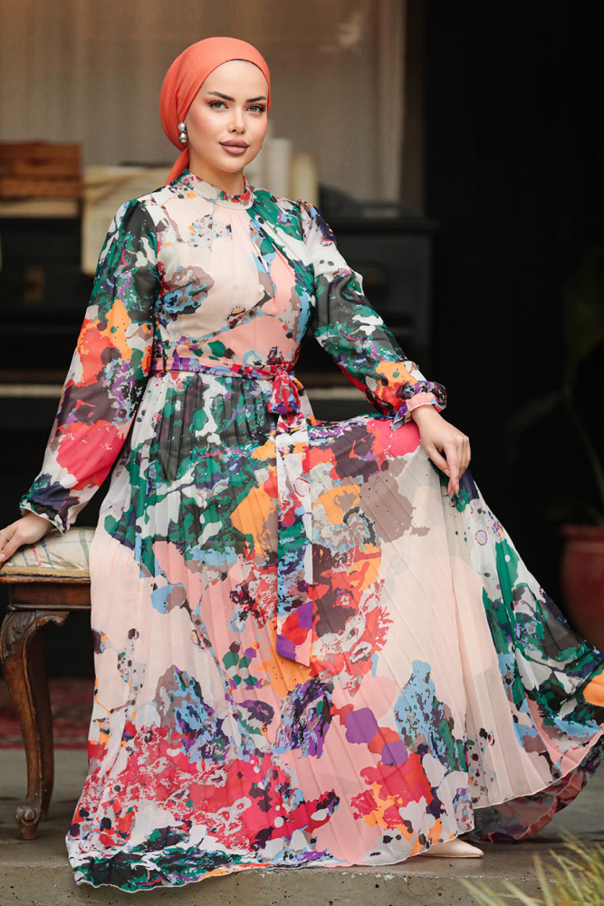 Modest Fuchsia Maxi Dress 30066F - 2