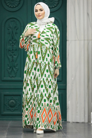 Modest Green Maxi Dresses With Sleeves 10193Y - 3