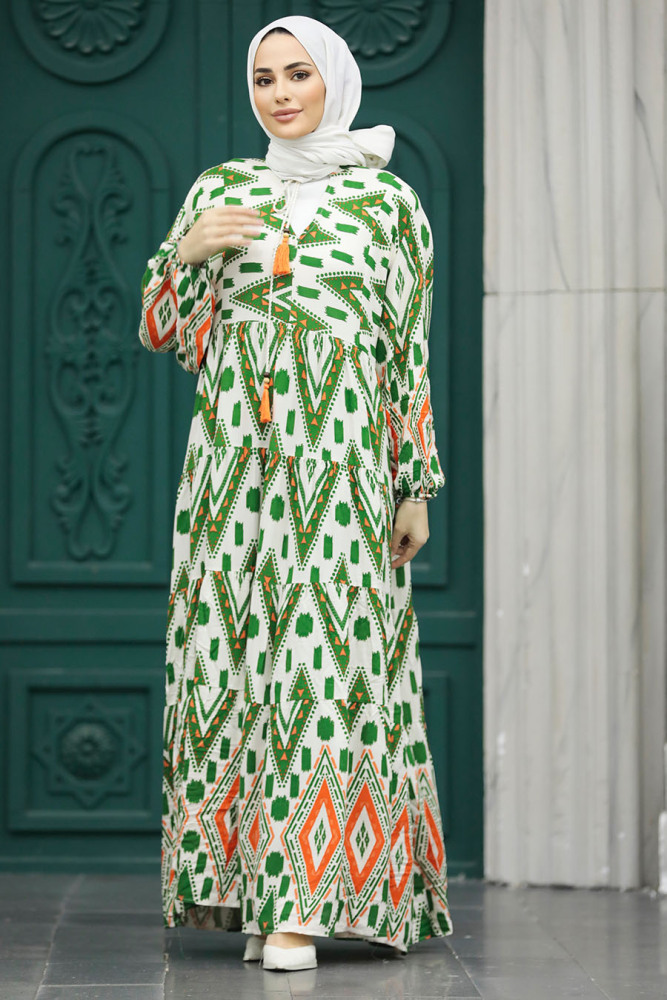 Modest Green Maxi Dresses With Sleeves 10193Y - 3