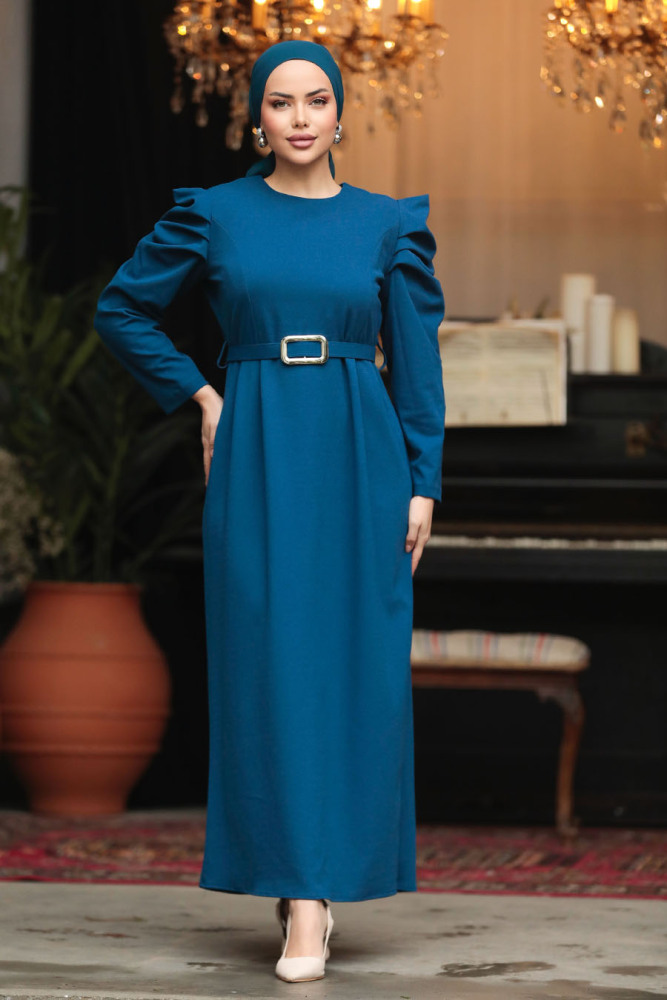 Neva Style - Modest İndigo Blue Formal Dress 644IM - 1