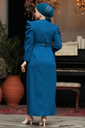 Neva Style - Modest İndigo Blue Formal Dress 644IM - 3