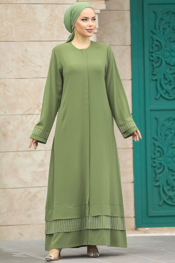 Modest Khaki Abaya 20132HK - 3