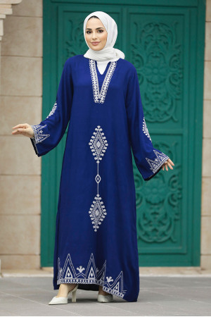 Modest Navy Blue Abaya Dress 40026L - 1