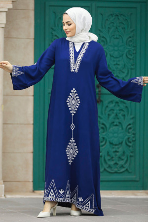 Modest Navy Blue Abaya Dress 40026L - 3