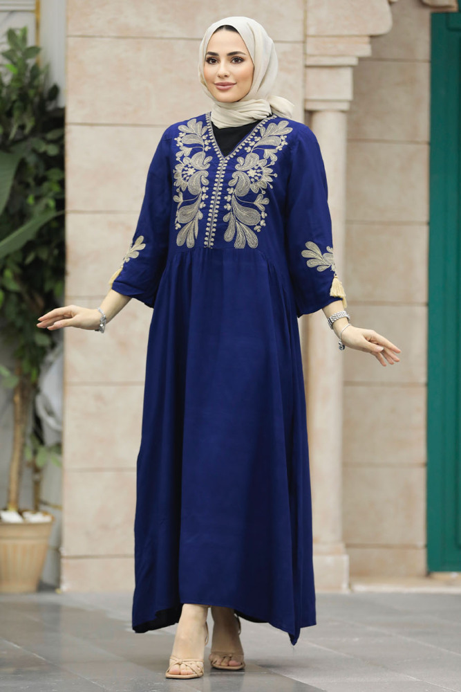 Modest Navy Blue Abaya Dress 40104L - 1