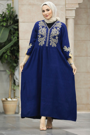 Modest Navy Blue Abaya Dress 40104L - 2
