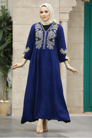 Modest Navy Blue Abaya Dress 40104L - 3