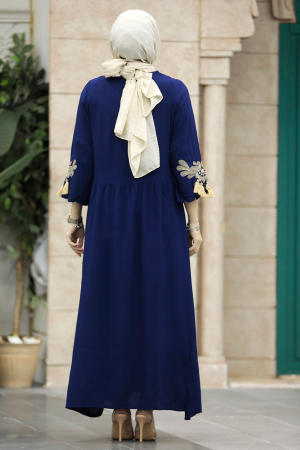 Modest Navy Blue Abaya Dress 40104L - 4