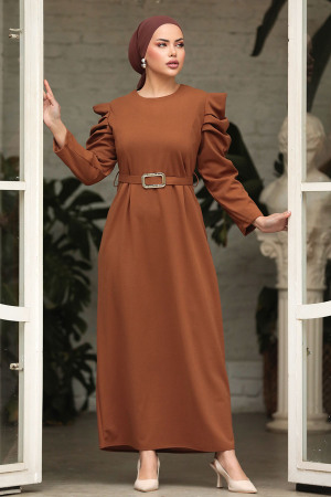 Neva Style - Modest Sunuff Colored Formal Dress 644TB - 1