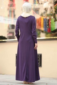 Neva Style - Mor Tesettür Elbise 41070MOR - Thumbnail