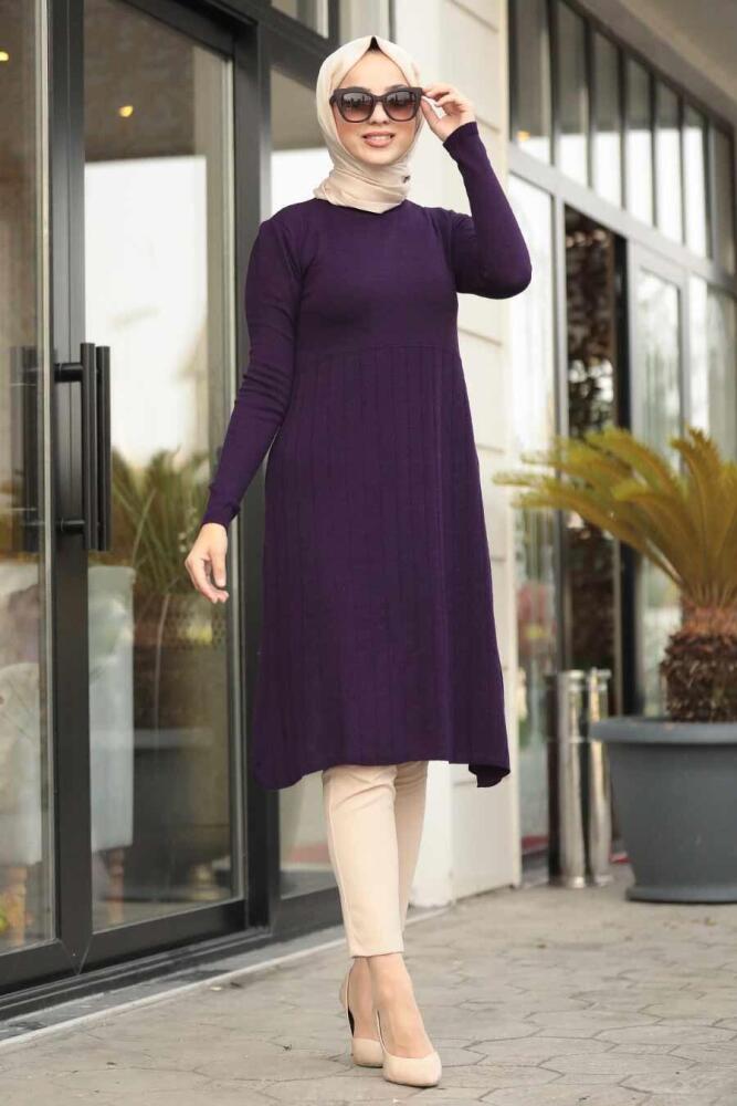 Neva Style - Mor Tesettür Triko Tunik 2321MOR - 1
