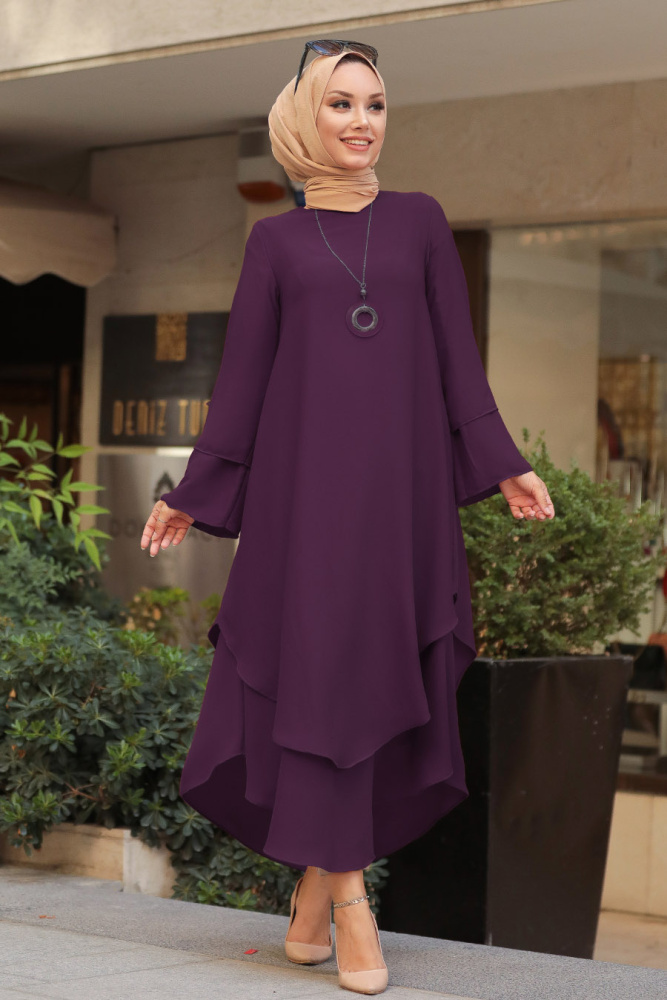 Neva Style - Mor Tesettür Tunik 33170MOR - 1