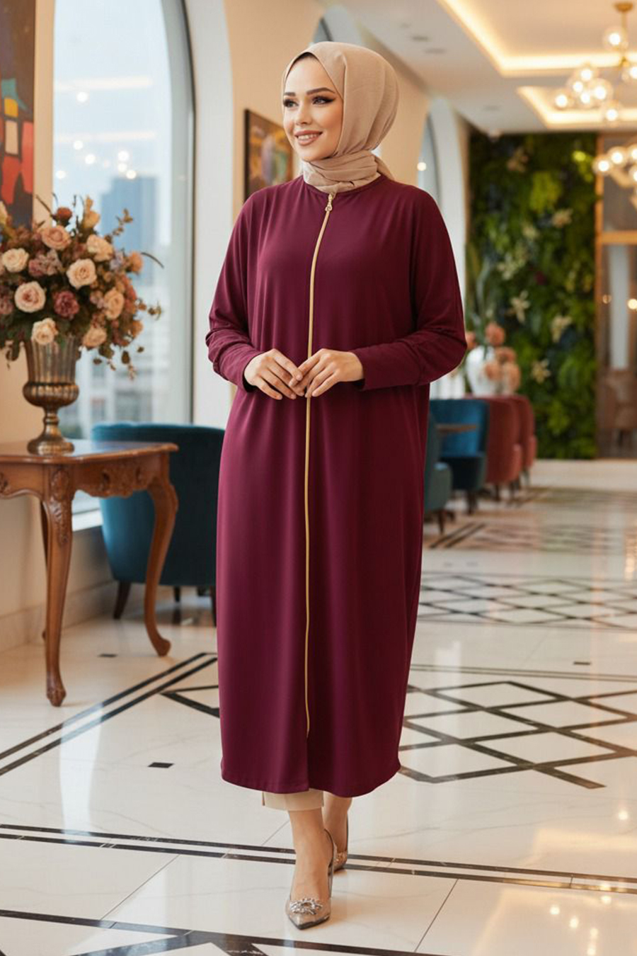  Mürdüm Tesettür Ferace 1772MU