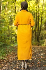 Neva Style - Mustard Hijab Knitwear Cardigan 15691HR - Thumbnail