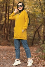 Neva Style - Mustard Hijab Sweatshirt 1135HR - Thumbnail