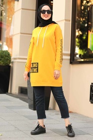 Neva Style - Mustard Hijab Sweatshirt & Tunic 1050HR - Thumbnail