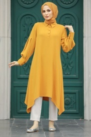 Neva Style - Mustard Islamic Clothing Tunic 615HR - Thumbnail