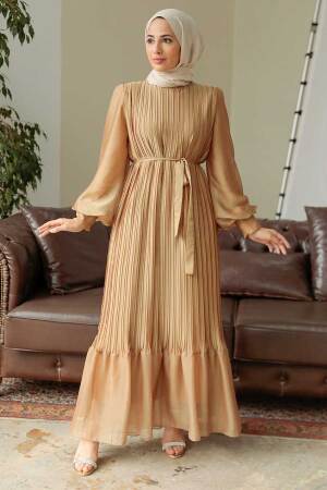 Neva Style - Mustard Muslim Dress 3747HR - 1