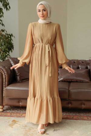 Neva Style - Mustard Muslim Dress 3747HR - 2