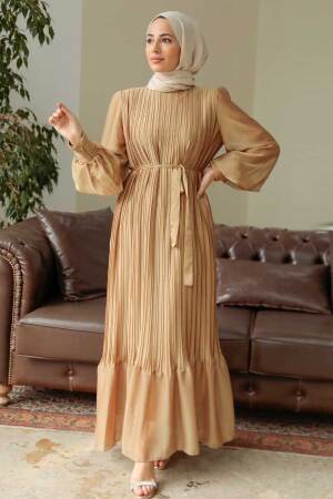 Neva Style - Mustard Muslim Dress 3747HR - 3