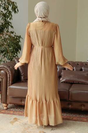 Neva Style - Mustard Muslim Dress 3747HR - 4