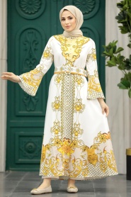 Neva Style - Mustard Muslim Long Dress Style 22358HR - Thumbnail