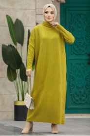 Neva Style - Mustard Muslim Long Knitwear Dress Style 34150HR - Thumbnail