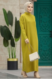 Neva Style - Mustard Muslim Long Knitwear Dress Style 34150HR - Thumbnail