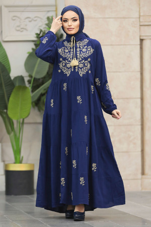 Navy Blue Abaya Dress 40110L - 2