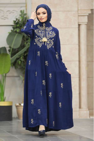 Navy Blue Abaya Dress 40110L - 3