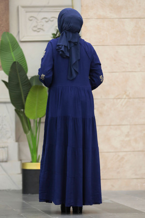 Navy Blue Abaya Dress 40110L - 4