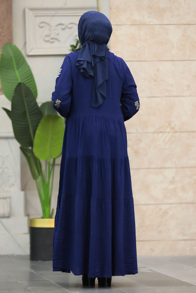 Navy Blue Abaya Dress 40110L - 4