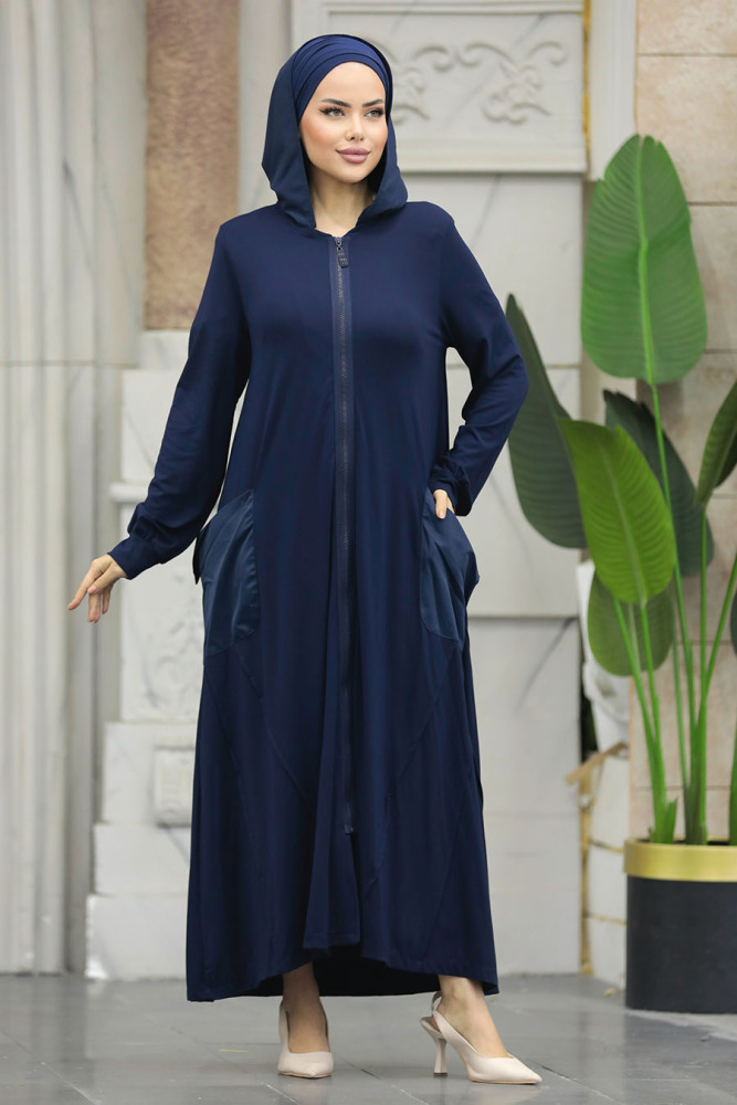 Navy Blue Abaya Dubai 20129L - 1
