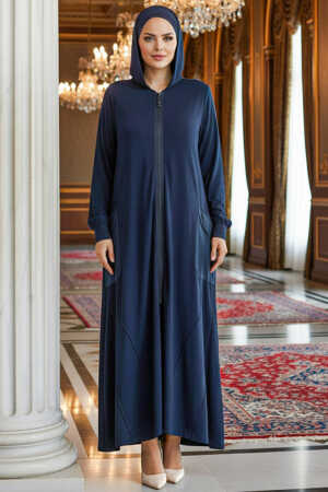 Navy Blue Abaya Dubai 20129L - NEVA STYLE