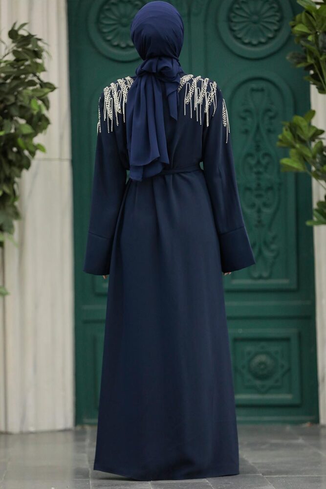 Navy Blue High Abaya 391300L - 4